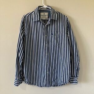 American Eagle Outfitters Long Sleeve Button Down Blue White Stripe Men’s L